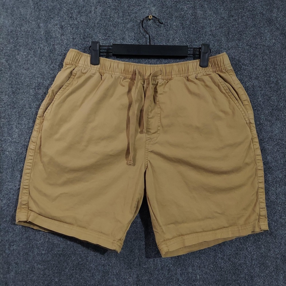 Katin Shorts Mens Large Beige Chino Stretch Elastic Waist Drawstring Casual